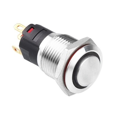 WD16A-G1-E 16mm Çıkık Yaylı Işıklı Metal Buton - Beyaz