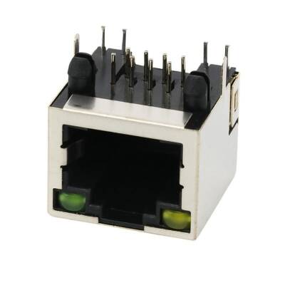 RJ45 8P8C Işıklı Dişi Ethernet Konnektörü - PCB Tipi
