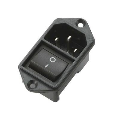 IEC320 Kulaklı Erkek Power Soketi - Anahtarlı Sigortasız