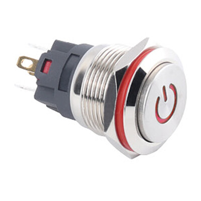 WD19A-G1Z-C 19mm Çıkık Anahtarlı Işıklı Power Metal Buton - Kırmızı