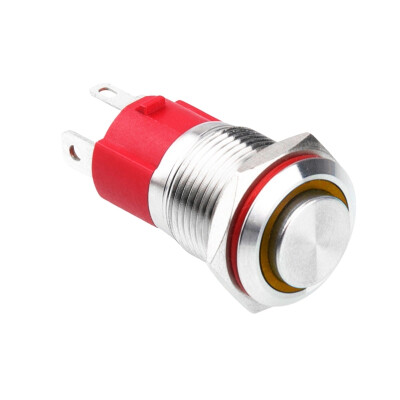 WD16D-G1-E 16mm Çıkık Yaylı Işıklı Metal Buton - Sarı