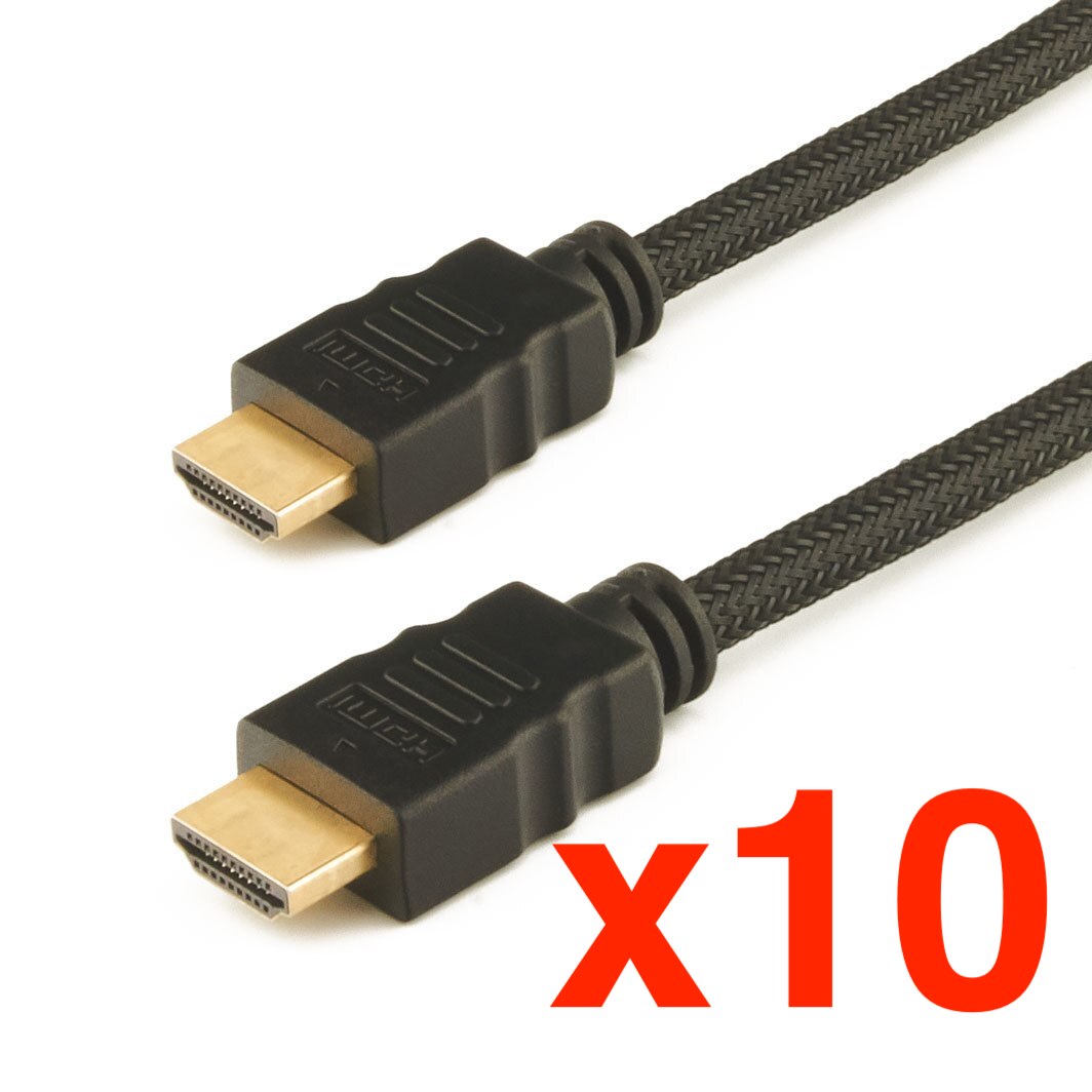 10pc Pack of 3ft High Speed Gold Plated HDMI Cable with Ethernet 10.2Gbps