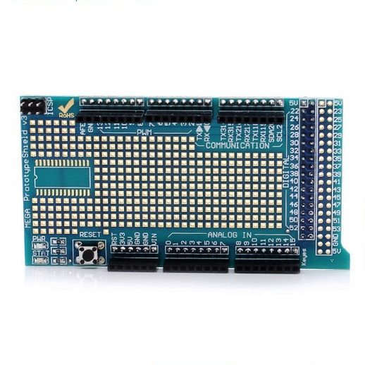 Arduino Mega Compatible Prototyping Shield with mini Breadboard