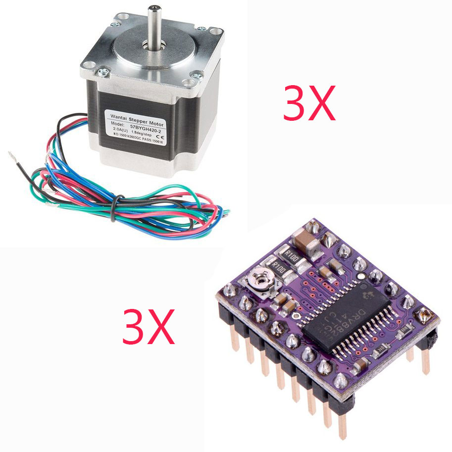 3x Driver and Motor Package for CNC HAT