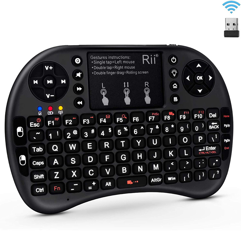 Rii i8+ Mini Wireless Touch Keyboard, Backlit, Black