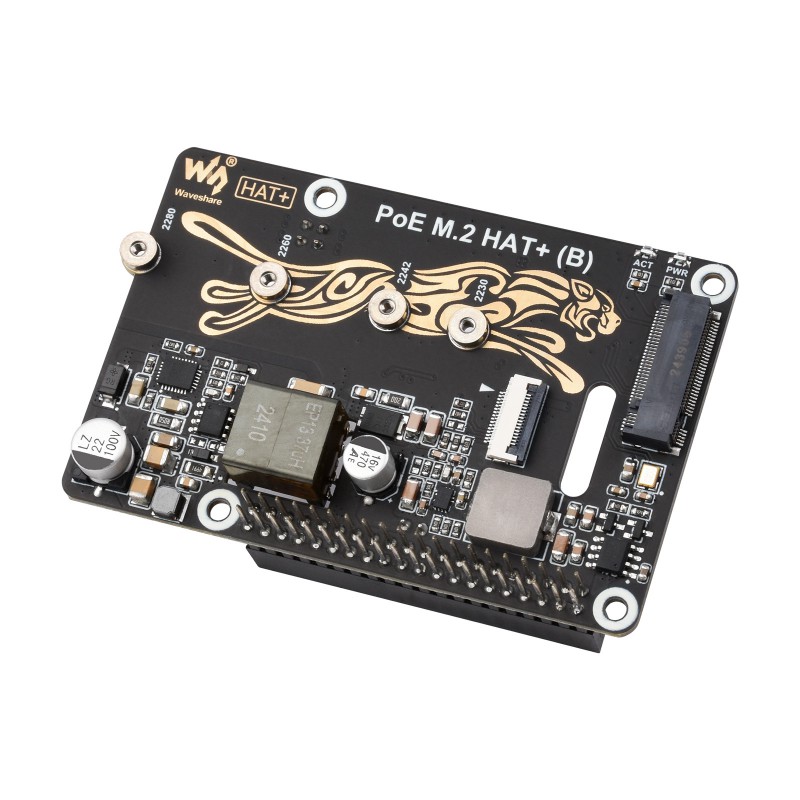 PCIe To M.2 HAT With PoE Function (B) For Raspberry Pi 5, NVMe