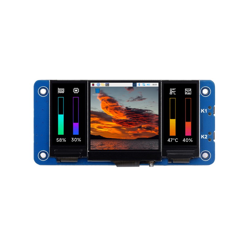 Triple LCD HAT For Raspberry Pi, 1.3inch IPS LCD and Dual 0.96inch IPS LCD