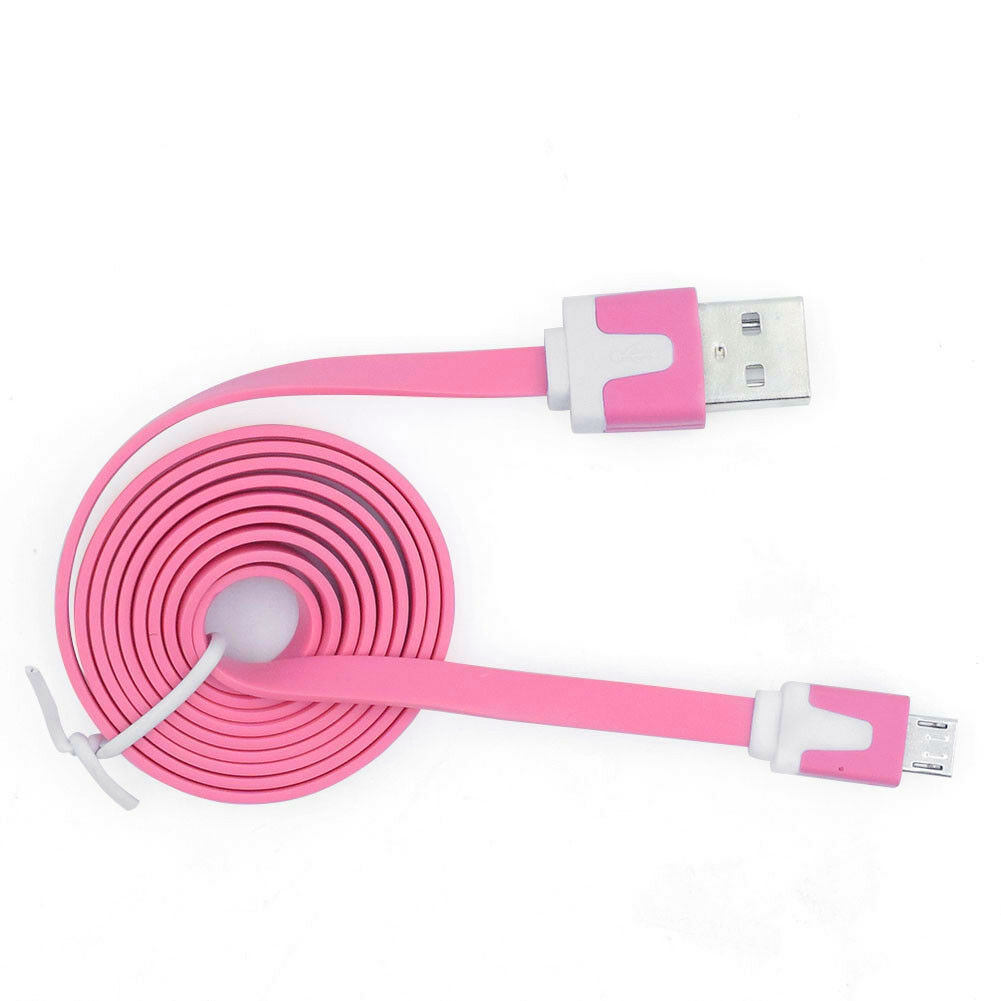USB Flat Cable - A/MicroB - Pink