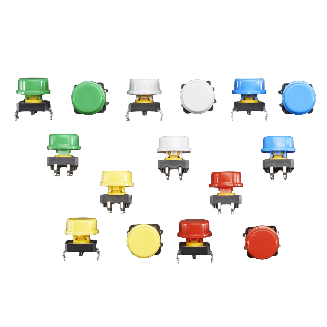 Colorful Round Tactile Button Switch Assortment - 15 pack