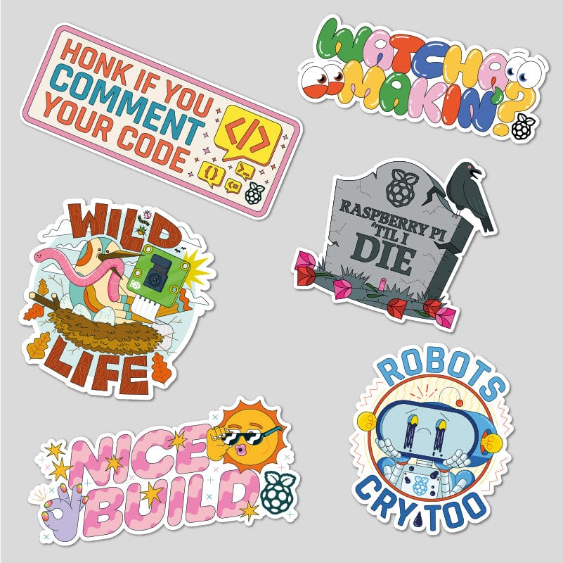 Raspberry Pi Sticker Pack #4 - 6 Pieces