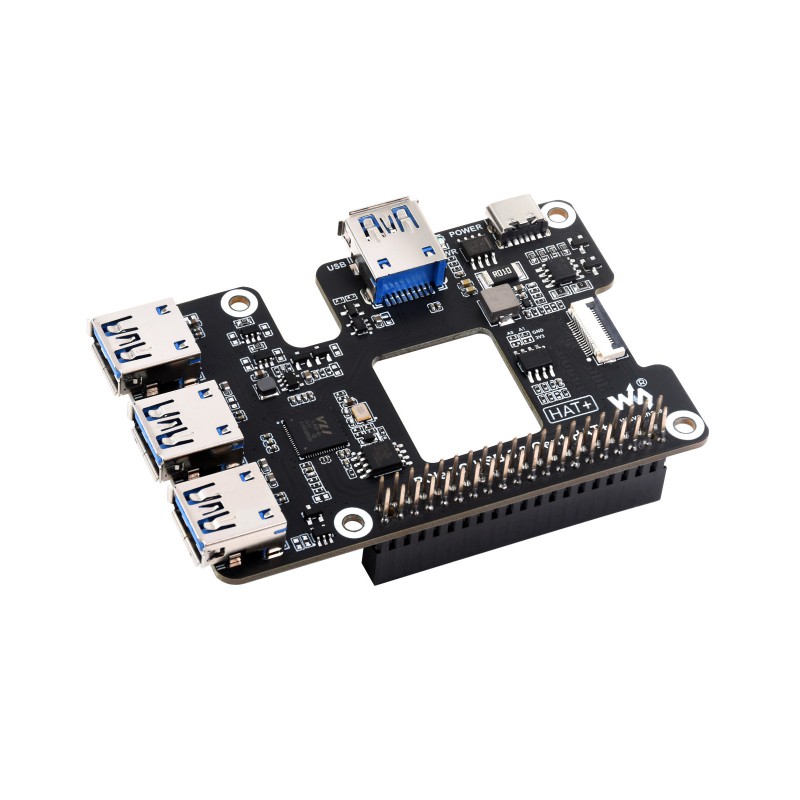 PCIe To USB 3.2 Gen1 HAT for Raspberry Pi 5, PCIe to USB HUB, 4x High Speed USB Ports