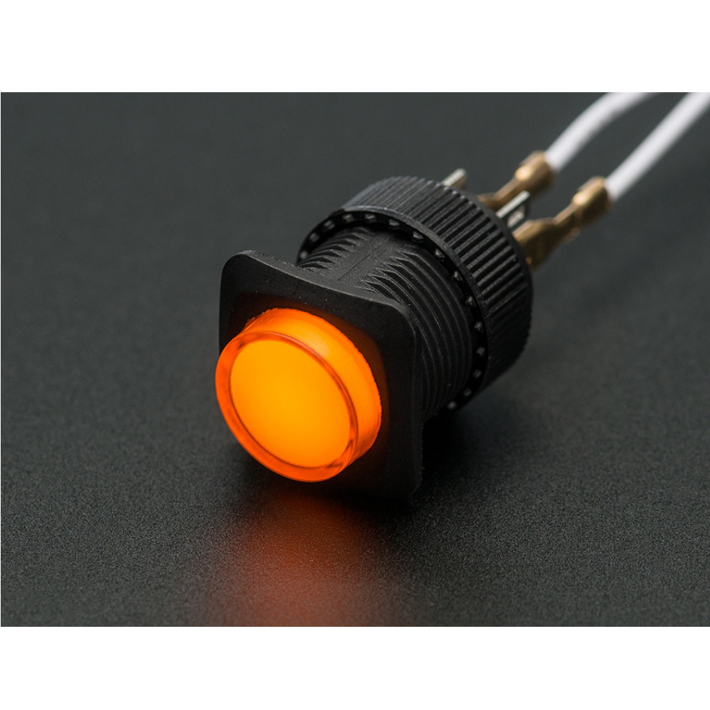 16mm Illuminated Pushbutton - Yellow Momentary