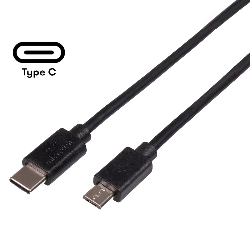 Official micro:bit USB Lead, Type C to Micro USB, 30cm, Black