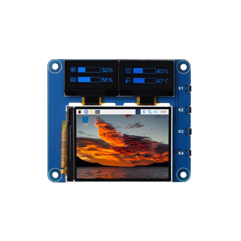 OLED/LCD HAT for Raspberry Pi, 2inch IPS LCD and Dual 0.96inch Blue OLED