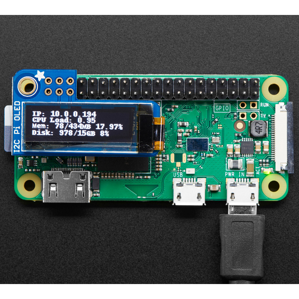Adafruit PiOLED - 128x32 Monochrome OLED Add-on for Raspberry Pi