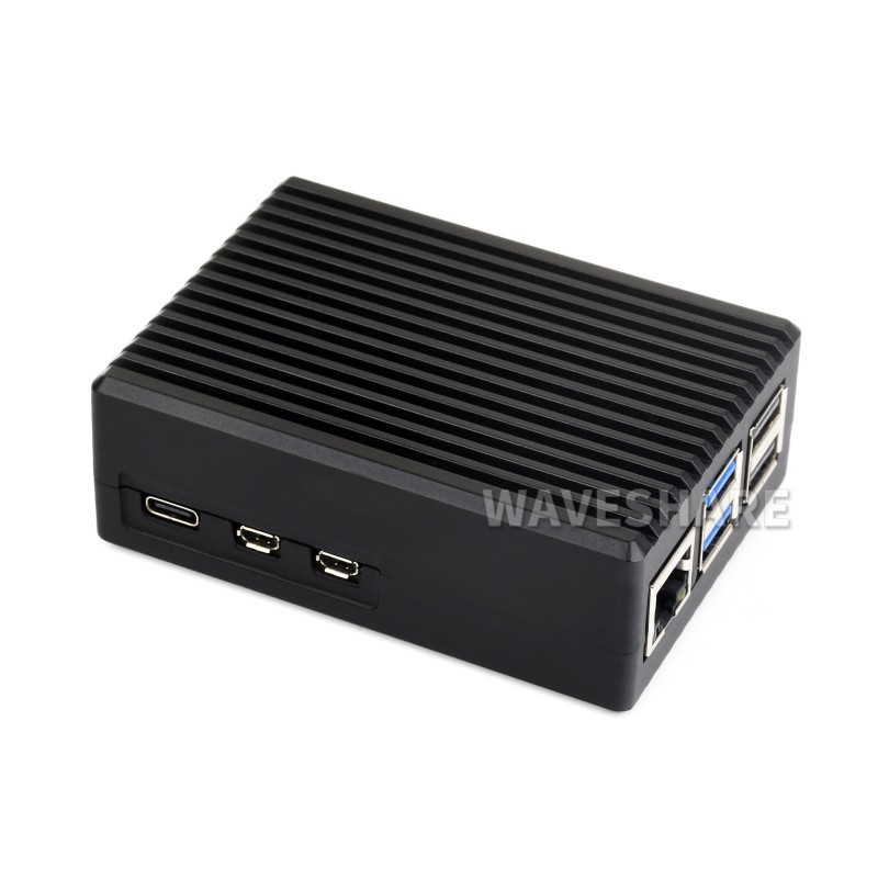 Aluminum Stripe Grooved Case For Raspberry Pi 5, Built-In Cooling Fan And Heatsinks