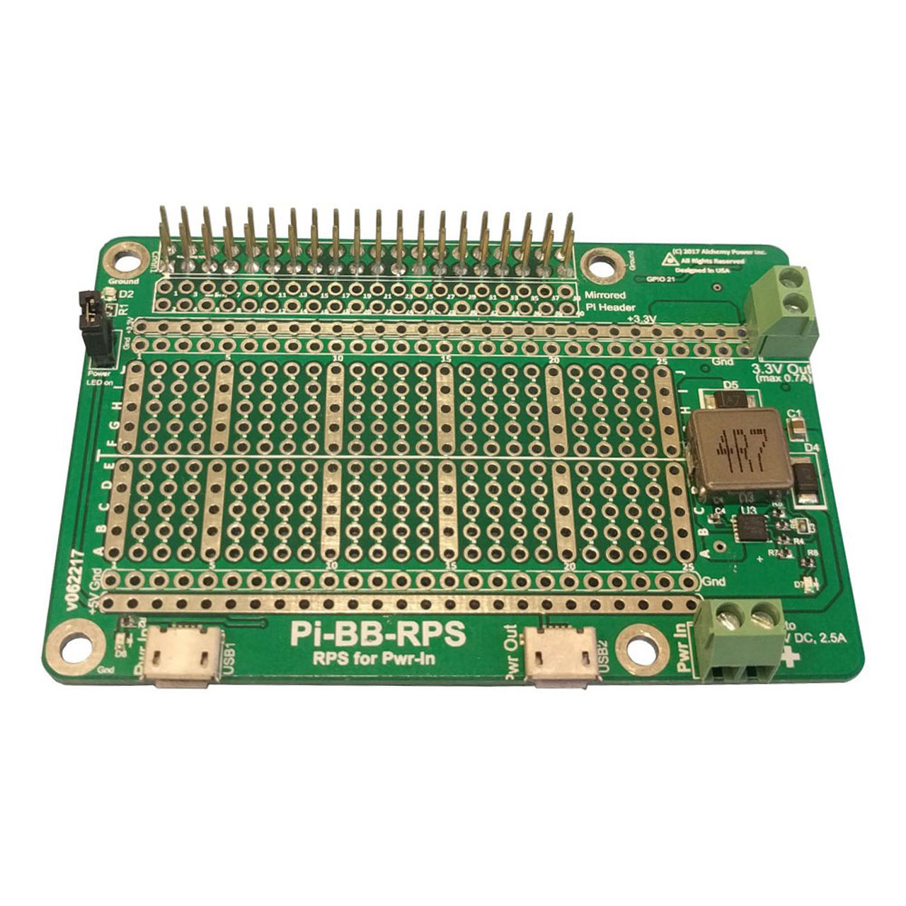 Pi-BB-RPS, Bread Board With Redundant Power for Pi