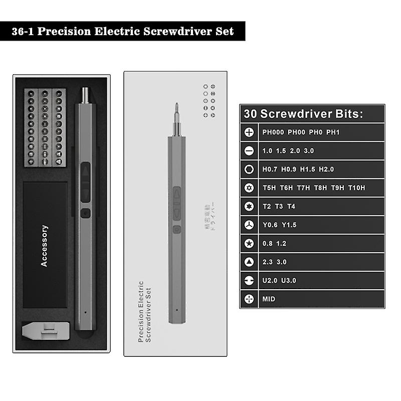 Precision Electric Screwdriver, Rechargeable, 36-in-1 Magnetic Bits