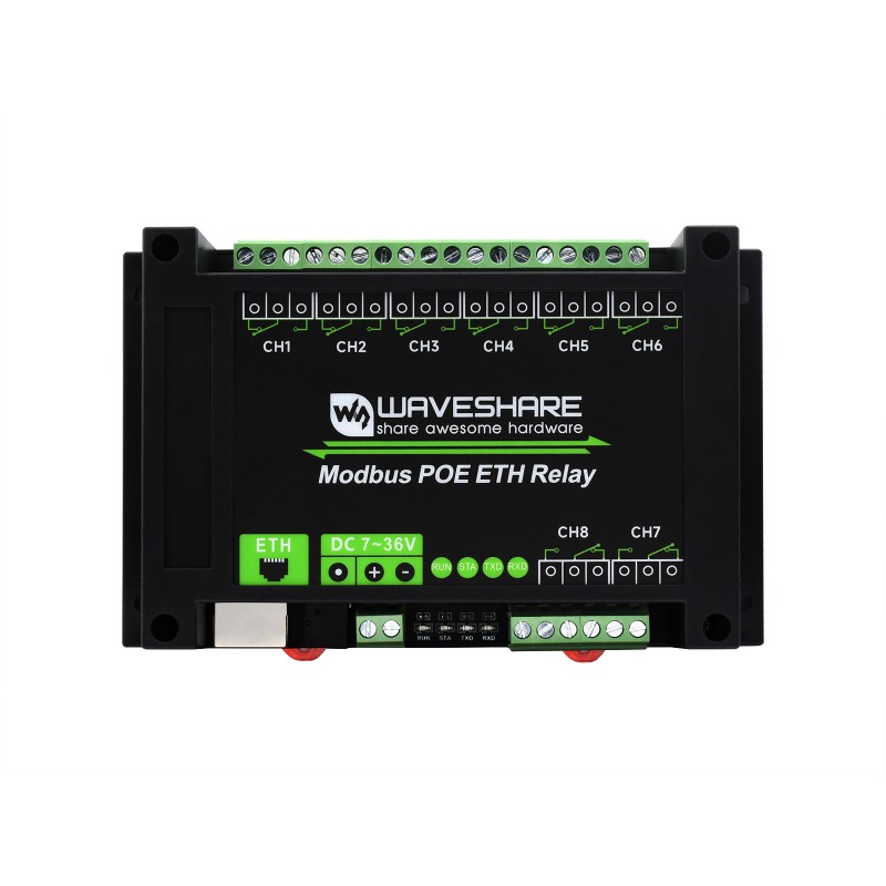 8-ch Ethernet Relay Module, Modbus RTU/Modbus TCP Protocol, PoE port Communication