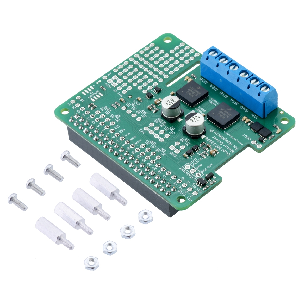 Dual MC33926 Motor Driver for Raspberry Pi (Assembled)