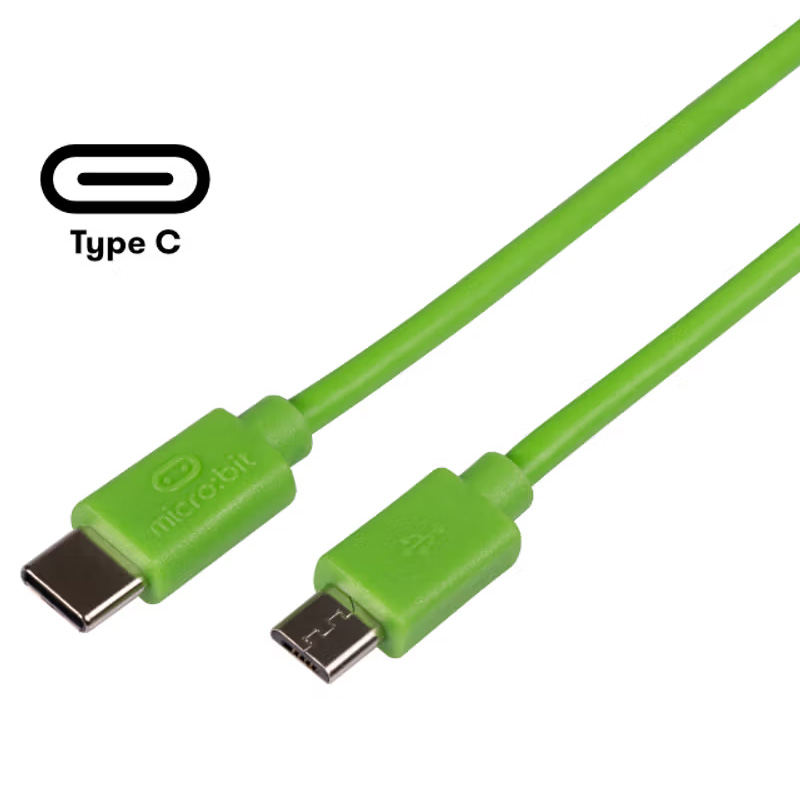Official micro:bit USB Lead, Type C to Micro USB, 30cm, Green