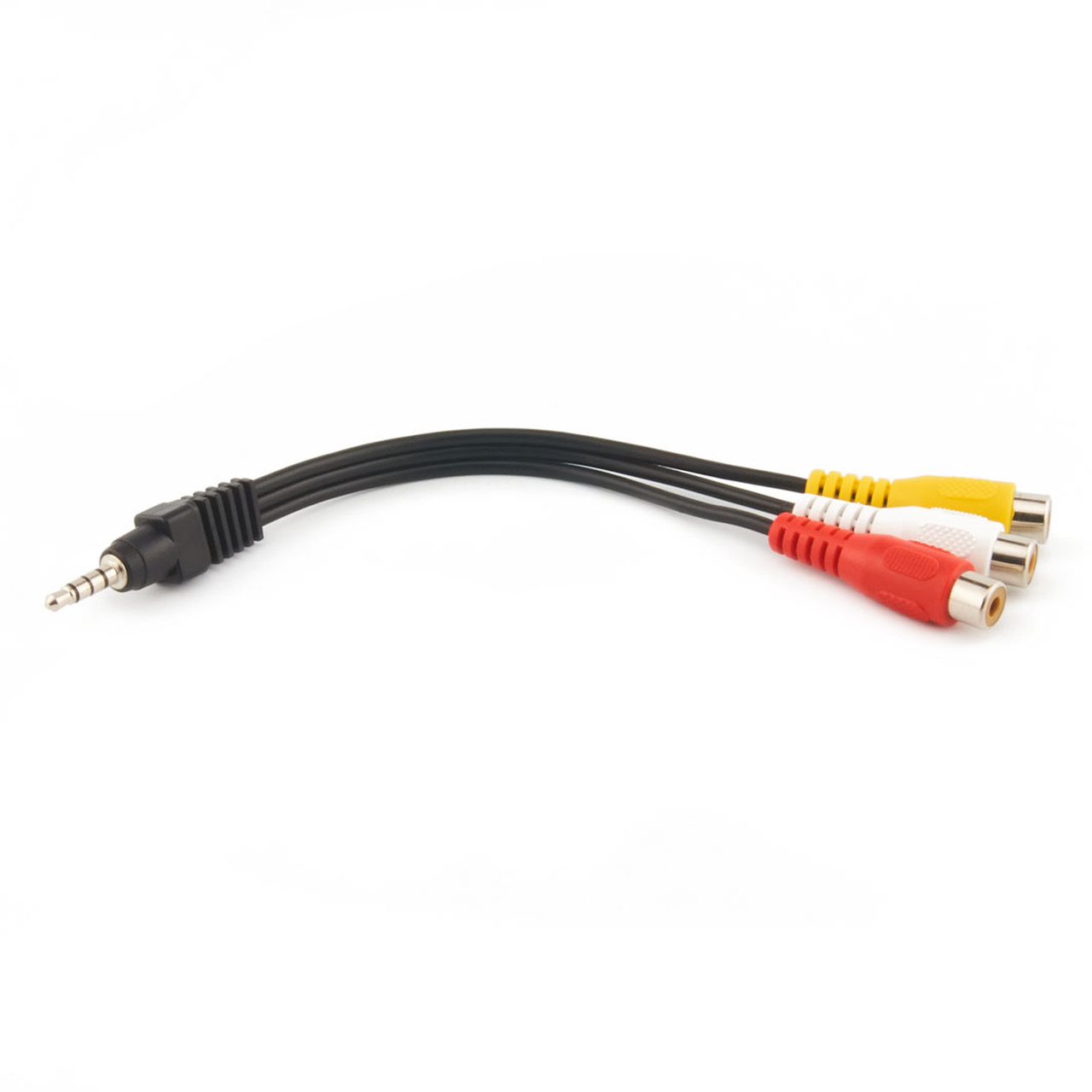 3.5mm 4 Conductor TRRS Male to 3RCA Female, Nickel Plated, 6in