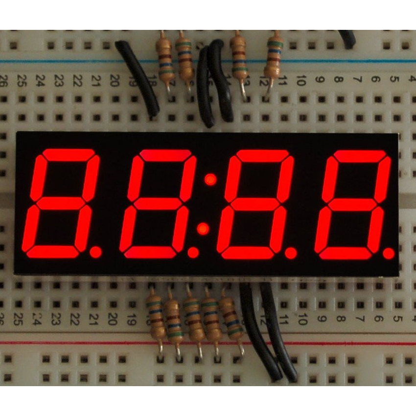 Red 7-segment clock display - 0.56" digit height
