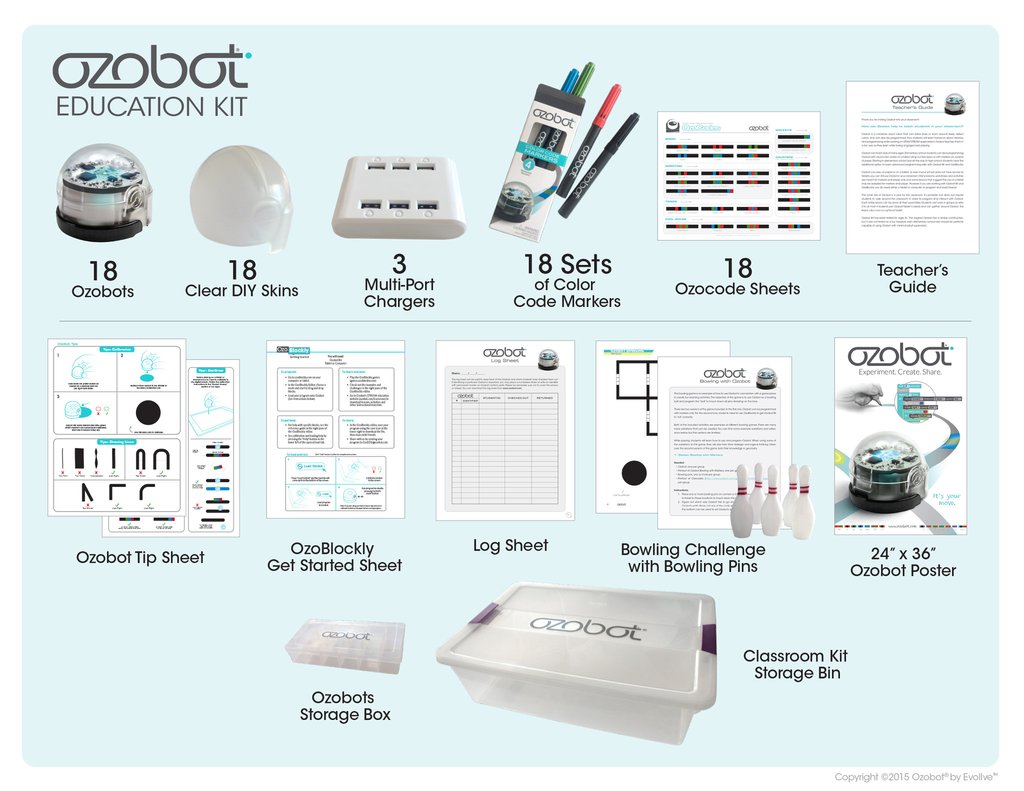 Ozobot 2.0 Bit Classroom Kit, White Bits