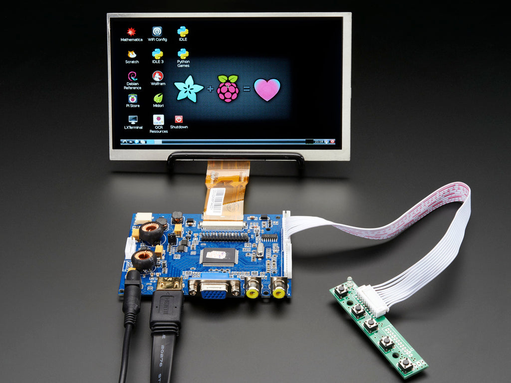 HDMI 4 Pi: 7\" Display & Audio 1024x600 - HDMI/VGA/NTSC/PAL