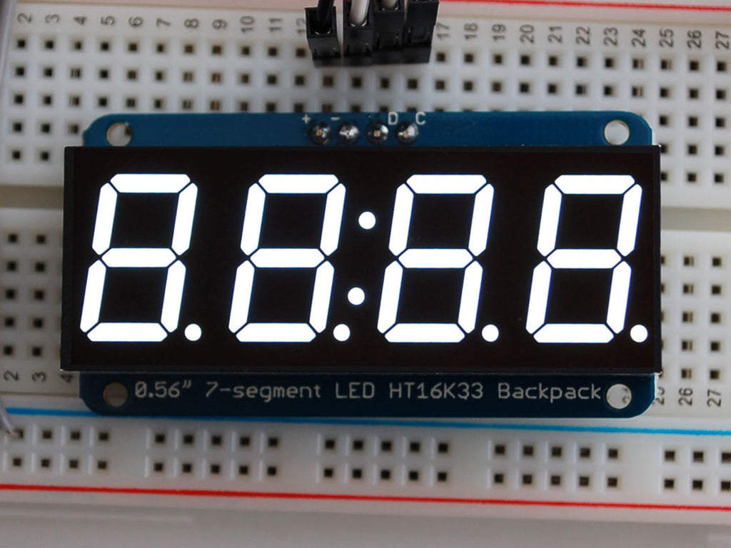 Adafruit 0.56\" 4-Digit 7-Segment Display w/I2C Backpack - White