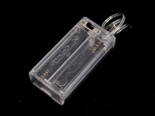 2 x AA Battery Holder with On/Off Switch and Slider Cover (Transparent / Black)