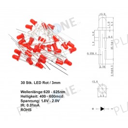 30 Stk. LED Rot / 3mm