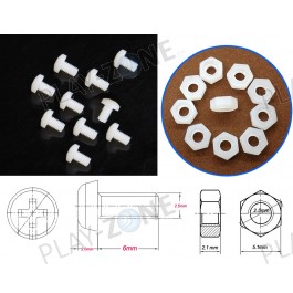 10 Stk. Plastikschrauben mit Muttern M2.5x6mm