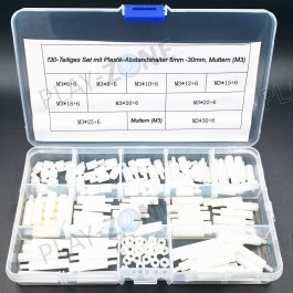 130-Teiliges Set mit Plastik-Abstandshalter 6mm -30mm, Muttern (M3)