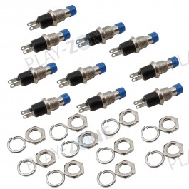 10 Stk. Drucktaster für Einbau mit Lötösen / Blau