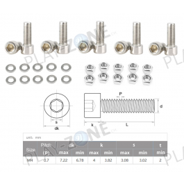 10 Stk. M4X10 Schrauben Innensechskant mit Muttern und Unterlagsscheiben