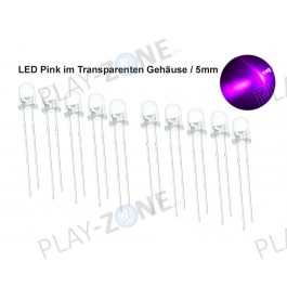 10 Stk. LED Pink im Transparenten Gehäuse / 5mm