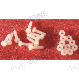 10 Stk. Plastikschrauben mit Muttern M3x12mm