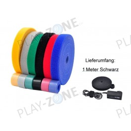 1 Meter Klettverschlussband Schwarz / Breite 1cm