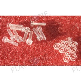 10 Stk. Plastikschrauben Transparent mit Muttern M3x12mm