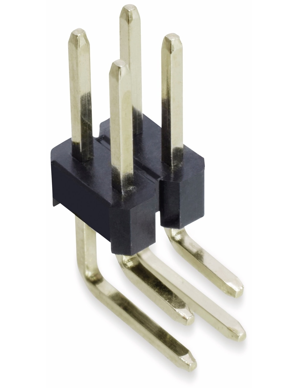 Stiftleiste, 2 x 2, 2,54 mm, gewinkelt, 0,8µ Au (Gold), 5 Stück