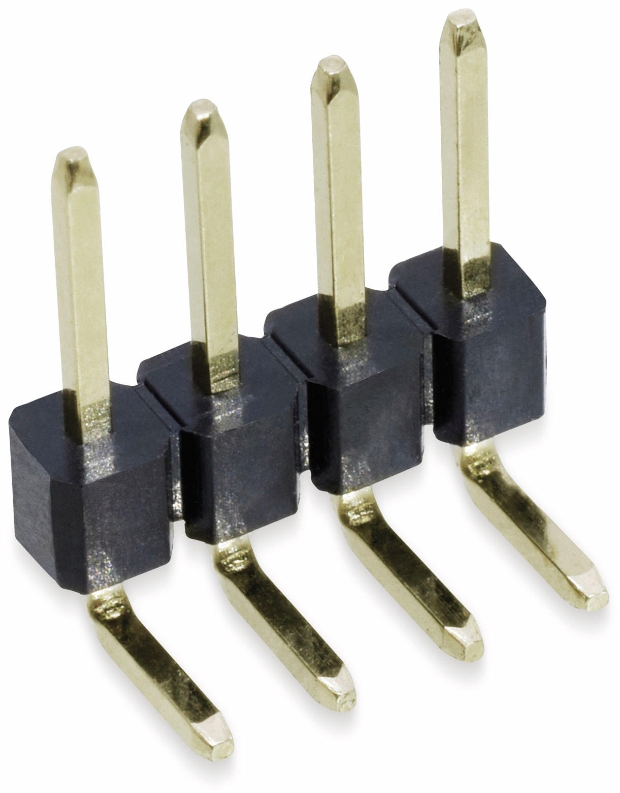 Stiftleiste, 1 x 4, 2,54 mm, gewinkelt, 0,8µ Au (Gold), 5 Stück
