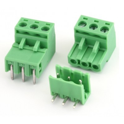 3 Pin Pluggable Screw Terminal Block Connector - Right Angle-5.08 Pitch