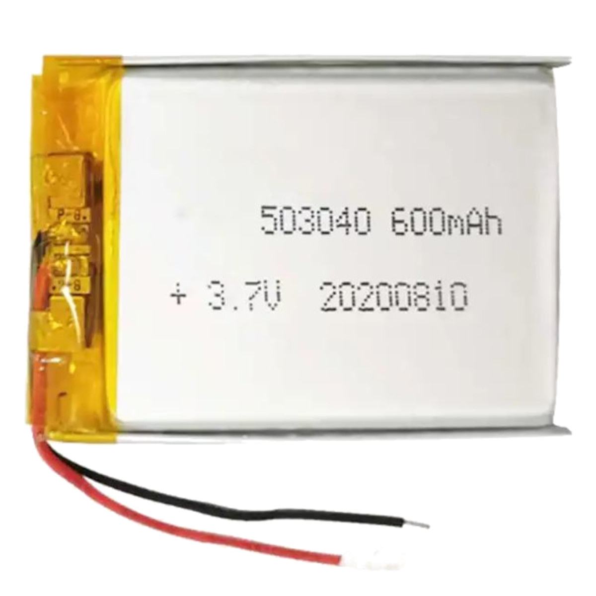 3.7V 600mAh LiPo Battery (503040) - 2.22Wh Lithium Polymer Cell with Protection PCB