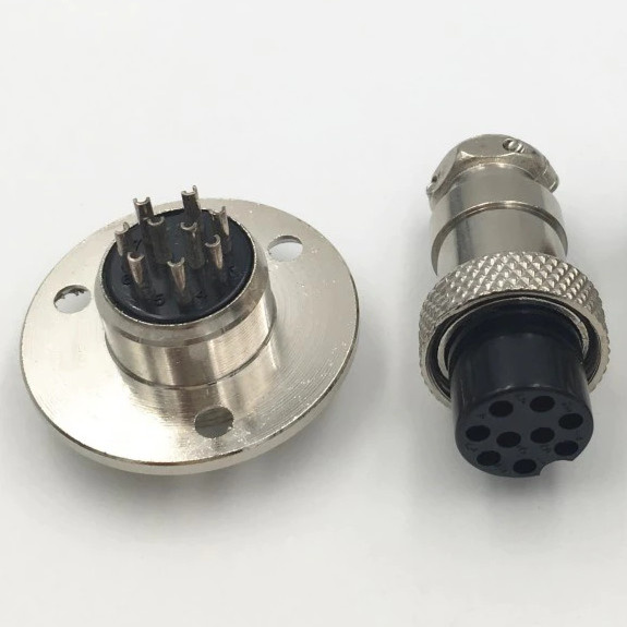 9 Pin GX16 Male Female Panel Mount Aviation Connector with 3 Hole Circular Flange