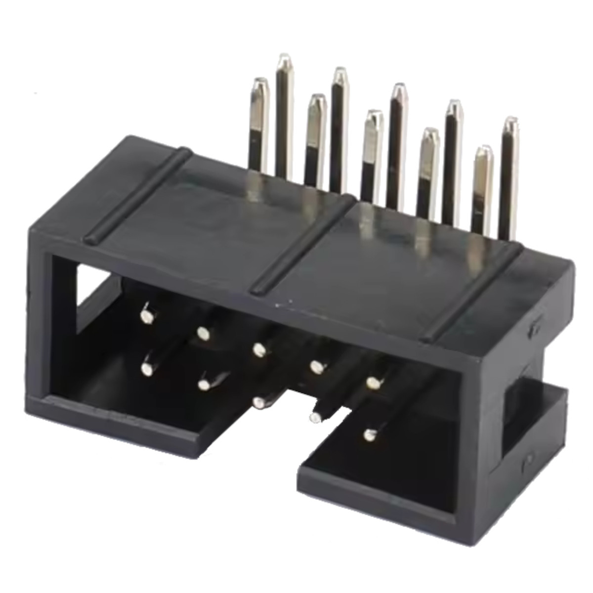 10-Pin 2x5 Right-Angle IDC Male Box Header - Shrouded 2.54mm Pitch PCB Mount
