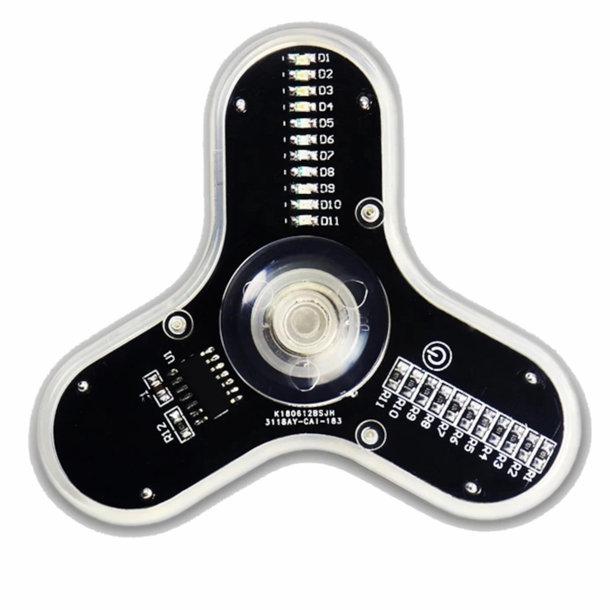 RGB LED Fidget Spinner Soldering DIY Kit - 3-Leaf Gyroscope with Clear Acrylic Case