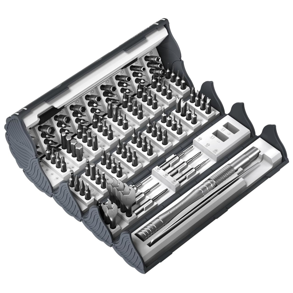 128 in 1 Cylindrical Screw Driver Precision Multi Tool Kit with Magnetic Flexible Extension Rod