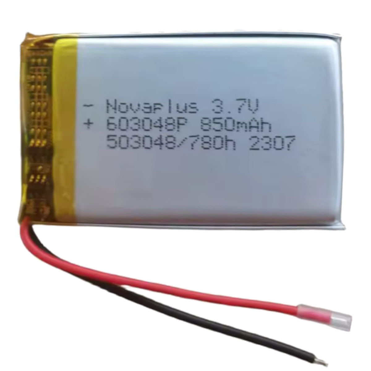 3.7V 850mAh LiPo Battery (603048) - 3.14Wh Lithium Polymer Cell with Protection PCB