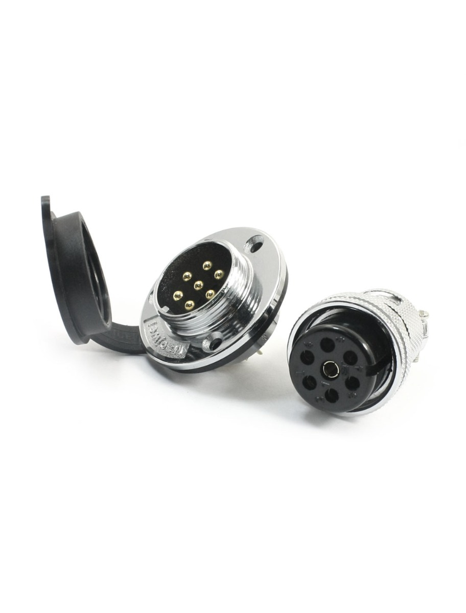 7 Pin GX25 Male Female Panel Mount Aviation Connector with 3 Hole Circular Flange